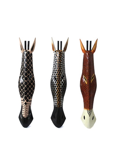 2 Adet Ahşap Zebra Mask 1 Metre Ahşap Zebra Maske, Zebra Desenli Ahşap Model, Wooden Zebra Mask