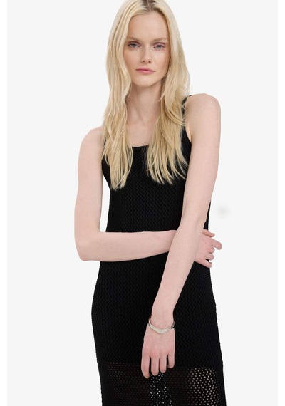 DeFacto Halter Yaka Basic Düz Kolsuz Maxi Elbise E9918AX25SMBK81