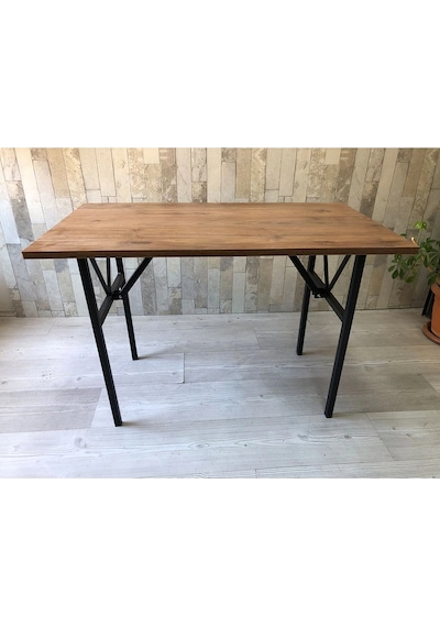 Bahçe Balkon Çayseti Masası Siyah Mermer Desenli 90x50cm Orta Sehpa, Yan Sehpa, Sehpa, Masa Ceviz