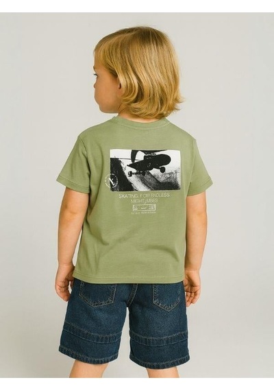 Jack Lions Erkek Bebek Pamuklu Sırtı Baskılı Skate T-shirt-15702 Yeşil