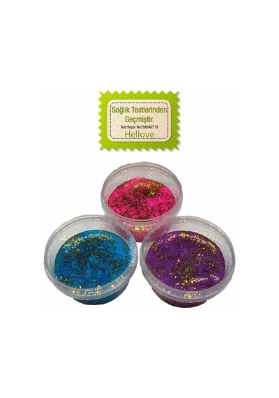Hellove Slime Simli 3 Renk Kaliteli Ele Yapışmayan Pofuduk Yumuşacık Slime