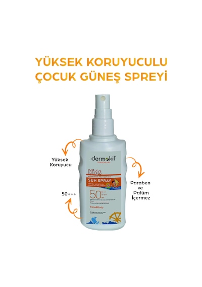 Dermokil Kids SPF 50+++ Yüksek Koruyucu Çocuk Güneş Spreyi 200 ML