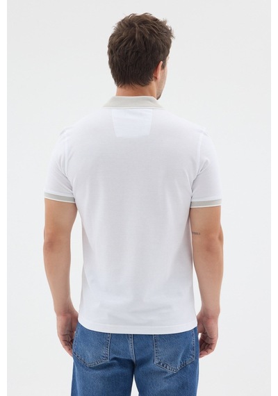 Beyaz-çağla Polo Yaka Pike Kısa Kol Slim Fit %100 Pamuk Tişört 1011260171