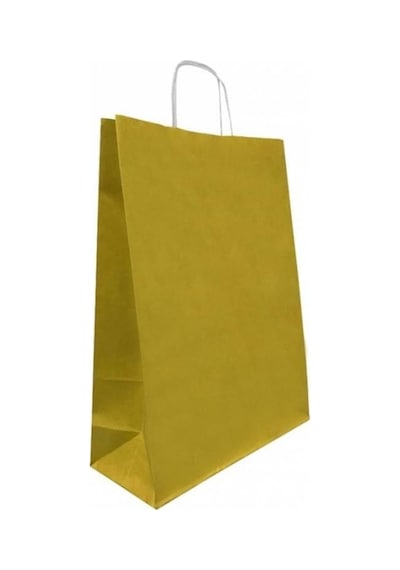 Büküm Saplı Kraft Kağıt Karton Hediyelik Çanta Poşet Torba Altın 5'li 25 x 31 CM