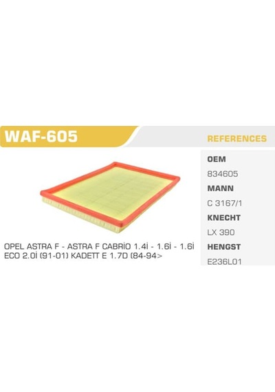 WINKEL WAF-605 Hava Filtresi Opel Astra F C3167/1 Fn4306