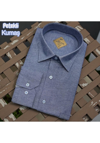 Klasik %100 Cotton Uzun Kollu Terletmeyen 4 Mevsim Gömlek Regular Kalıp Gri