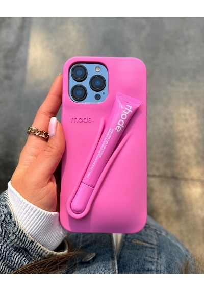 Apple iPhone 13 Pro Max Uyumlu Lip Case Ruj Bölmeli Rujlu Kılıf Shortcake Mor