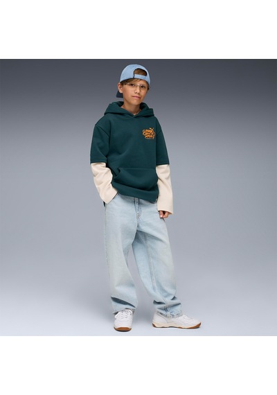 Puma Mid 90s Layered Çocuk Yeşil Kapüşonlu Sweatshirt Yeşil