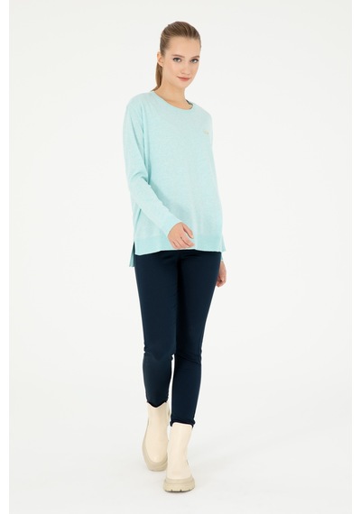 U.S. Polo Assn. Kadın Su Yeşil Bisiklet Yaka Basic Kazak 50293510-VR253