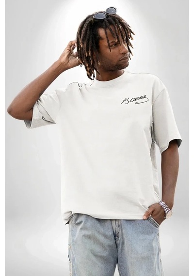Valensdesign 30 Ağustos Zafer Bayramı Ön Arka Baskılı Oversize Bisiklet Yaka T-shirt - Beyaz