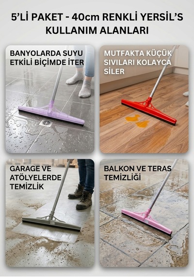 5 Adet Yer Silme Aparatı 40 Cm Sapsız Yersili