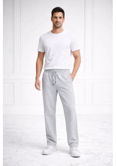 Valensdesign Erkek Düz Paça Beli Lastikli İpli Günlük Spor Eşofman Altı Rahat Fit - Gri
