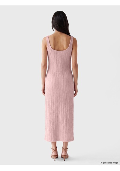 Lcw Vision Pembe Kare Yaka Dokulu Bodycon Elbise