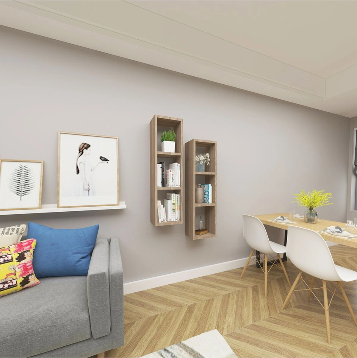Kitaplık Salon Duvar Rafı Çapraz Ikili Mobilya Takım Cordoba Cordoba