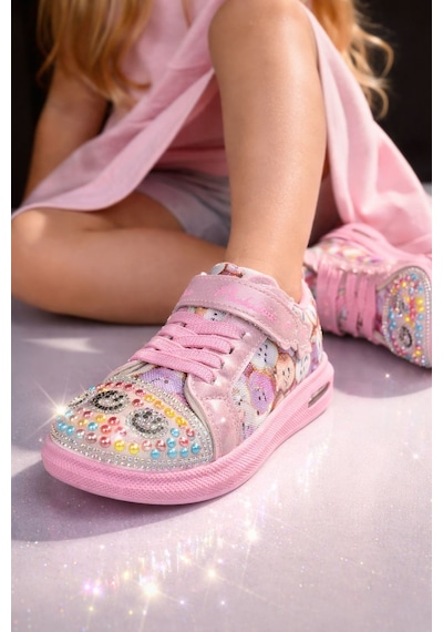 Muggo Smile Taş Detaylı Desenli Cırtlı Kız Çocuk Işıklı Günlük Sneaker Spor Ayakkabı Pudra Muggo Smile Taş Detaylı Desenli Cırtlı Kız Çocuk Işıklı Günlük Sneaker Spor Ayakkabı Pudra