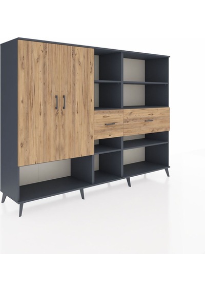 Hyperion Dolap 10 Raflı 2 Çekmeceli 2 Kapaklı 220x44x163 Antrasit-çam Atlas Çam - Antrasit Hyperion Dolap 10 Raflı 2 Çekmeceli 2 Kapaklı 220x44x163 Antrasit-çam Atlas Çam - Antrasit