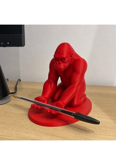 3d Baskı Goril Telefon Tutucu - Kaslı Goril Masaüstü Telefon Standı-kırmızı