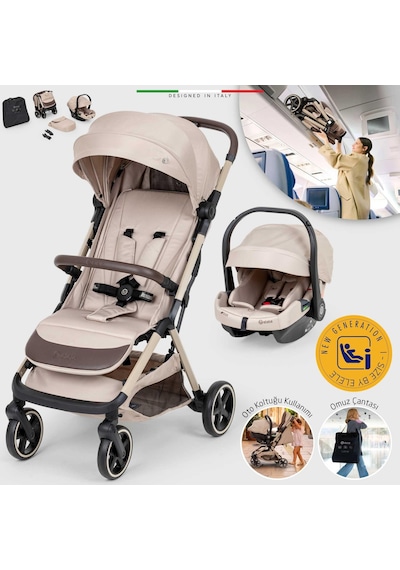 Elele Cabina Kabin Tipi Travel Sistem Bebek Arabası Bej