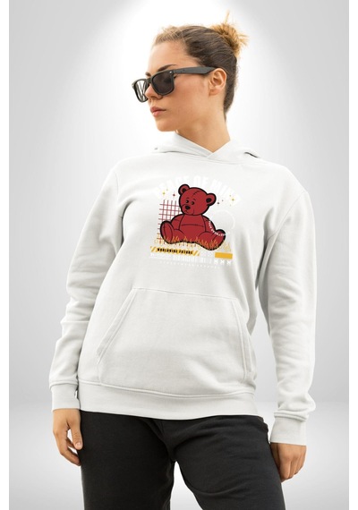 İç Huzur Kadın Erkek Beyaz Kapüşonlu Sweatshirt Hoodie Beyaz