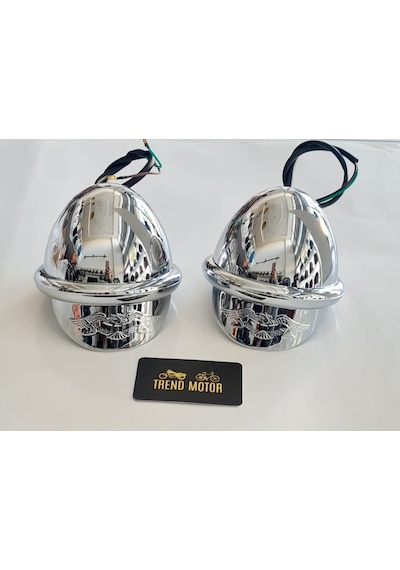 Sis Farı Takım Şapkalı Nikel - Motosiklet Chopper Mct