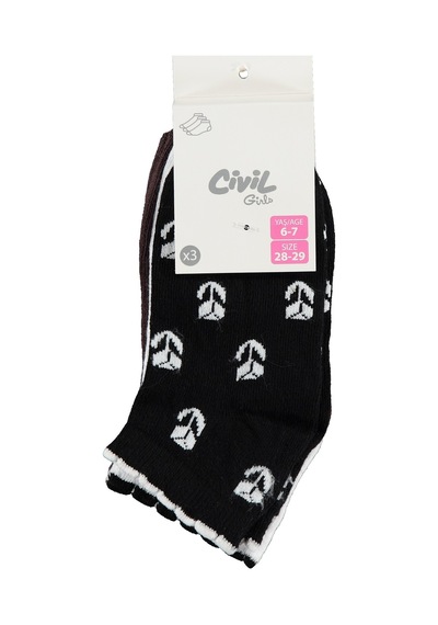 Civil Girls Rose 3'lü 2-12 Yaş Kız Çocuk Patik Çorap Standart