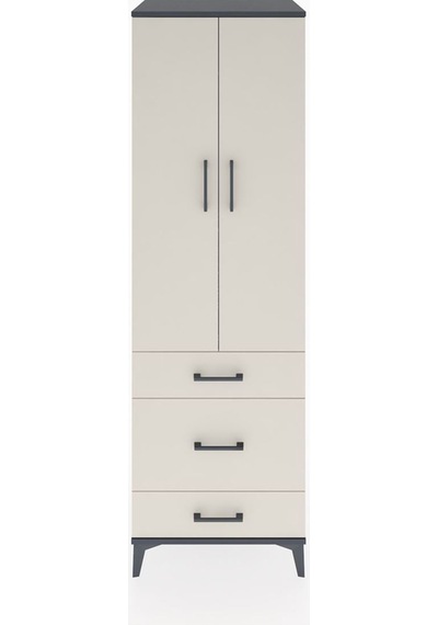 Hyperion Dolap 2 Raflı 3 Çekmeceli Tek Askılı 60x44x195 Antra... Antrasit
