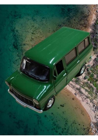 Nostaljik Metal Çek Bırak Ford Sesli Ve Işıklı Minibüs Yeşil 1/36 Ölçek