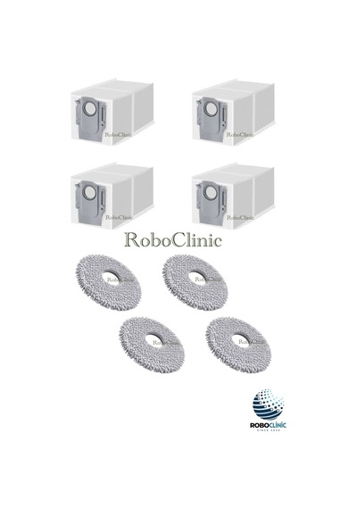 Roborock Q Revo C Robot Süpürge Uyumlu Yedek Toz Torbası, Mop Paspas -8 Parça
