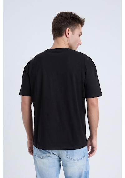Erkek Oversize Baskılı T-shirt Siyah Hot Tennis Siyah