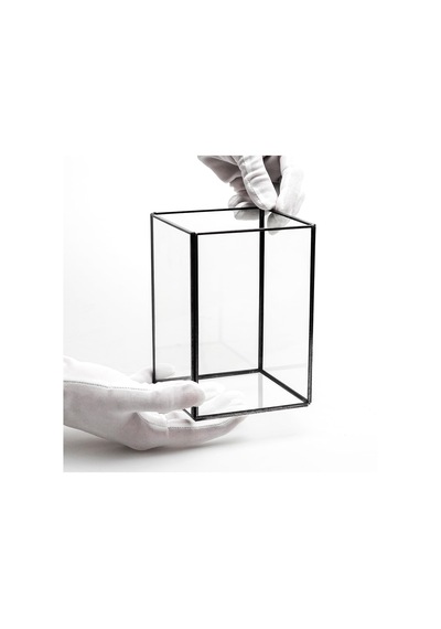 15x10x10cm Siyah Geometrik Teraryum Cam Fanus Vazo Mumluk Yapımı Dekoratif Çok Renkli