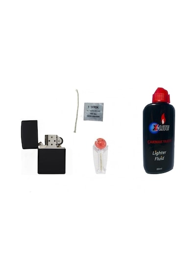 Zippo Siyah Benzinli Çakmak X-Lite Benzin 80 Ml Zippo Taş Fitil