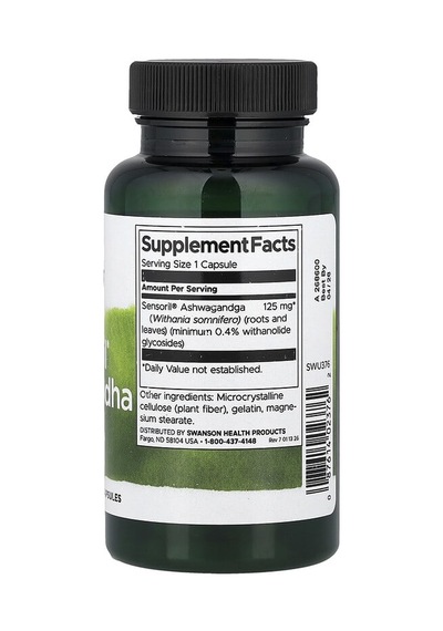 Swanson Vitamins, Sensoril As-hw-aga-ndha, 125 Mg, 120 Capsules