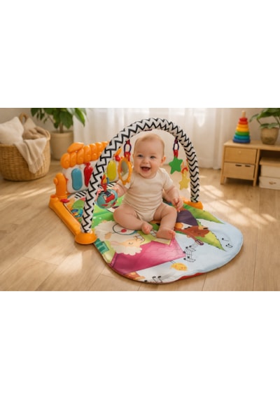 Toys2you Piyanolu Oyun Halısı Işıklı ve Müzikli Gelişim Matı Hayvanat Bahçesi70x45x35