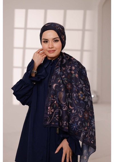 Mimiyum Rüya Desen-soft Şal Lacivert Çok Renkli