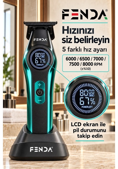 Fenda Profesyonel Bldc Motor 8000 Rpm Tıraş Makinesi Turkuaz