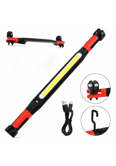 Mıknatıslı Type-c Şarj - Dijital Gösterge 360 Dönebilen Gövde - Askı Kanca - Çift Renk - 52.5cm El Fener - I Renkli
