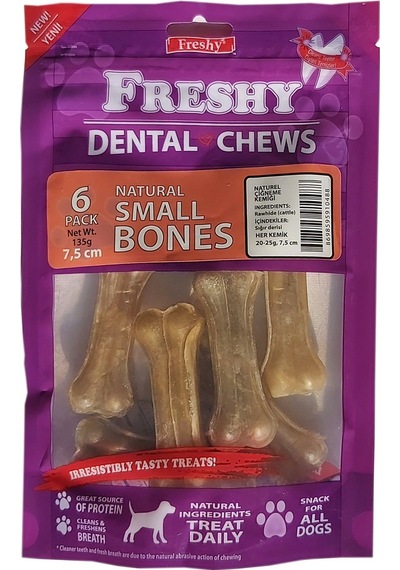 Freshy Dental Chews Naturel Sığır Derisi Köpek Ödülü 7,5Cm 6 Adet