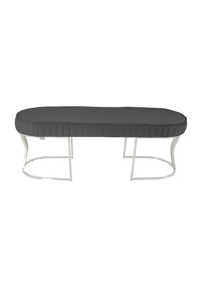 Viego Silver Striped- Gri Kapitoneli Chester Model Puf & Bench & Koltuk & Uzun Makyaj Puff & Yatak Ucu &önü