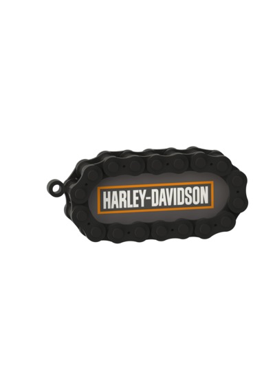 Harley Logolu Özel Tasarım Zincir Detaylı Motosiklet Anahtarlığı Turuncu