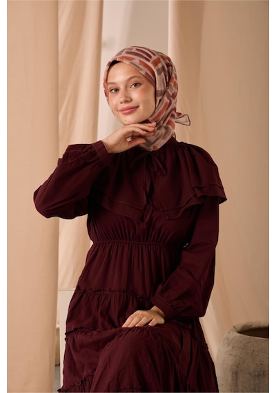 Silk Home Soft Eşarp 73096-15 Pudra, Turuncu, Koyu Vizon, Bordo