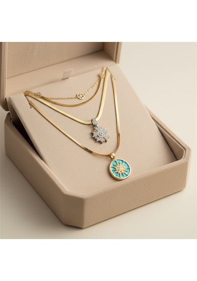 Celestia Layered Kolye Seti Çok Renkli