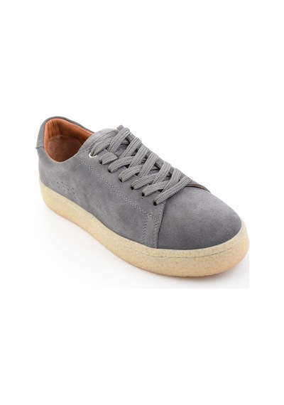 Bambi Gri Hakiki Deri Erkek Sneaker E01396009902