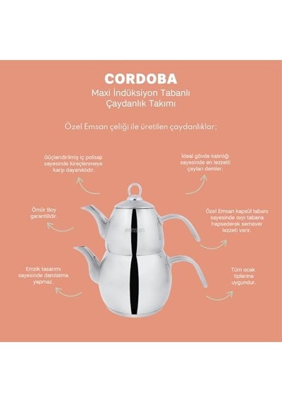 Cordoba Çaydanlık Takımı Çelik