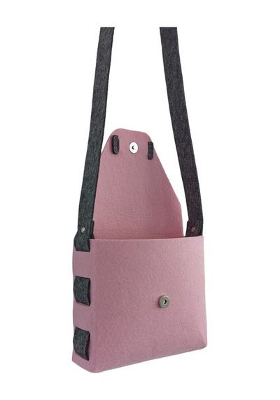 Next Craft Kız Çocuk Omuz Çantası Keçe Dikişsiz Etkinlik Günlük Çanta Pembe-gri Pembe
