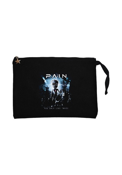Pain You Only Live Twice Siyah Clutch Astarlı Cüzdan / El Çantası Siyah