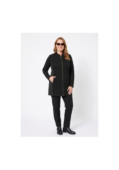 Onno Style Women Yan Kapitoneli Çelik Örgü Triko Kadın Ceket Siyah