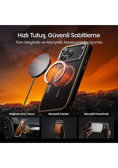 Aohi The Future Apple iPhone 17 Pro Max Kılıfı, Magsafe Uyumlu Telefon Kılıfı, Siyah