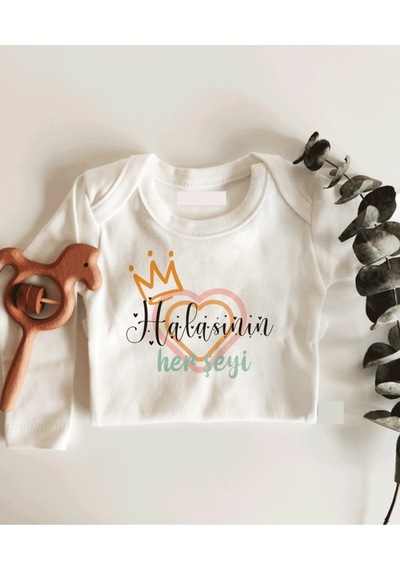 İmaj Tuğbababy Halasının Her Şeyi Uzun Kol Çıtçıtlı Organik Bebek Body Beyaz