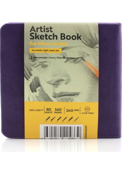 Tigertint Sert Kapak Eskiz Defteri 140 G 12x12 Cm 80 Yaprak Mor 1