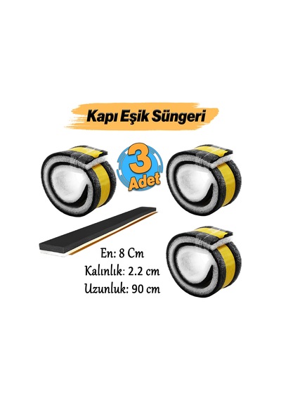 Yapışkanlı Kapı Altı Eşik Süngeri İnce Köpük Soğuk İzolasyon Bandı Fitili 90 Cm Toz Böcek Engelleme 90 CM